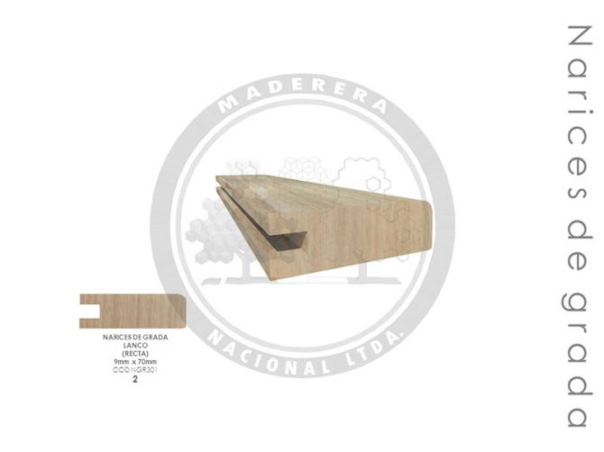 Nariz de Grada Lanco (recta) 9mm x 70mm