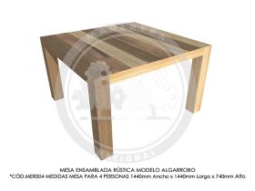 Mesa Ensamblada R&uacute;stica Algarrobo MER004