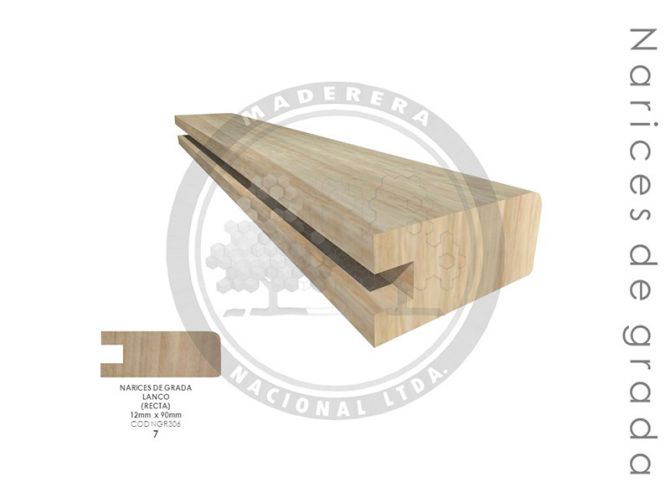 Nariz de Grada Lanco (recta) 12mm x 90mm