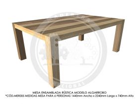 Mesa Ensamblada R&uacute;stica Algarrobo MER005