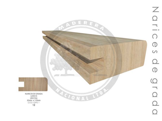 Nariz de Grada Lanco (recta) 20mm x 110mm