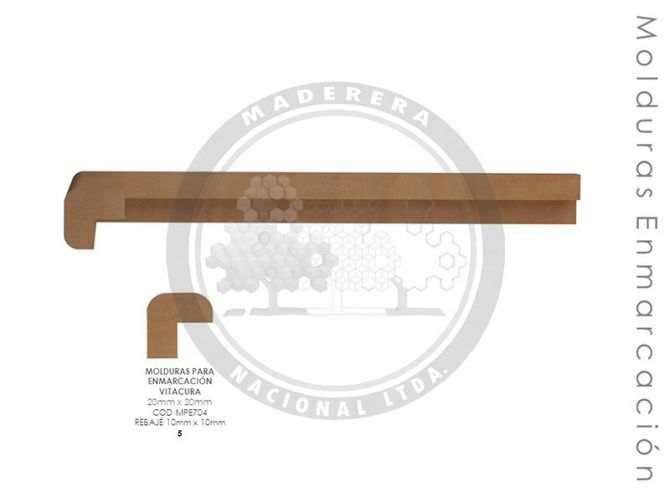 Molduras para Enmarcación Vitacura 20mm x 20mm Rebaje 10mm x 10mm