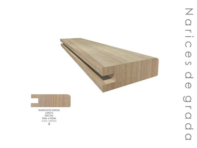 Nariz de Grada Lanco (recta) 9mm x 90mm