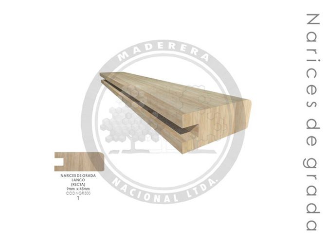 Nariz de Grada Lanco (recta) 9mm x 45mm