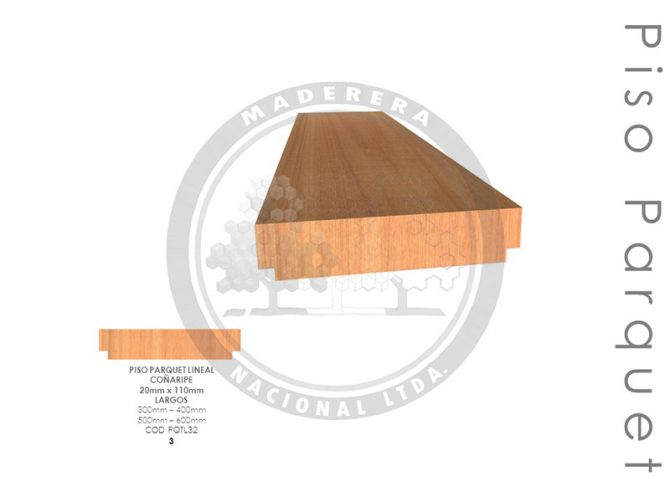 Piso Parquet Coñaripe 20mm x 110mm x 500mm