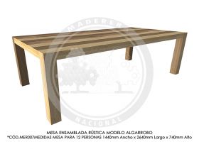 Mesa Ensamblada R&uacute;stica Algarrobo MER007