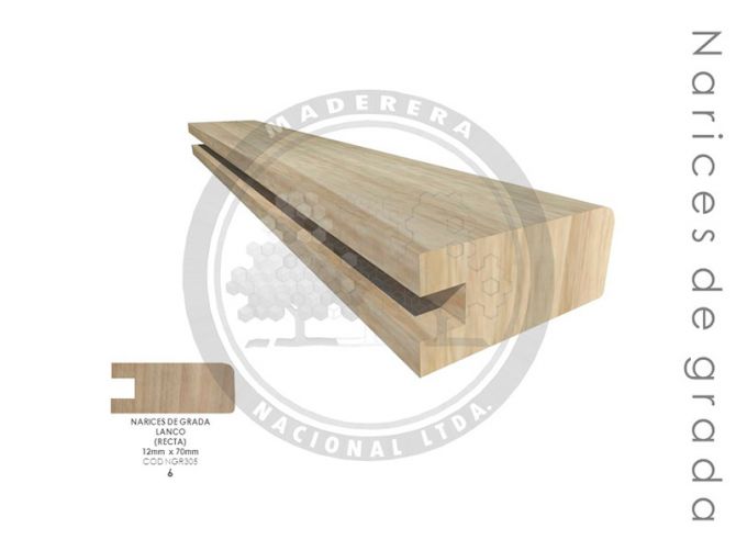 Nariz de Grada Lanco (recta) 12mm x 70mm